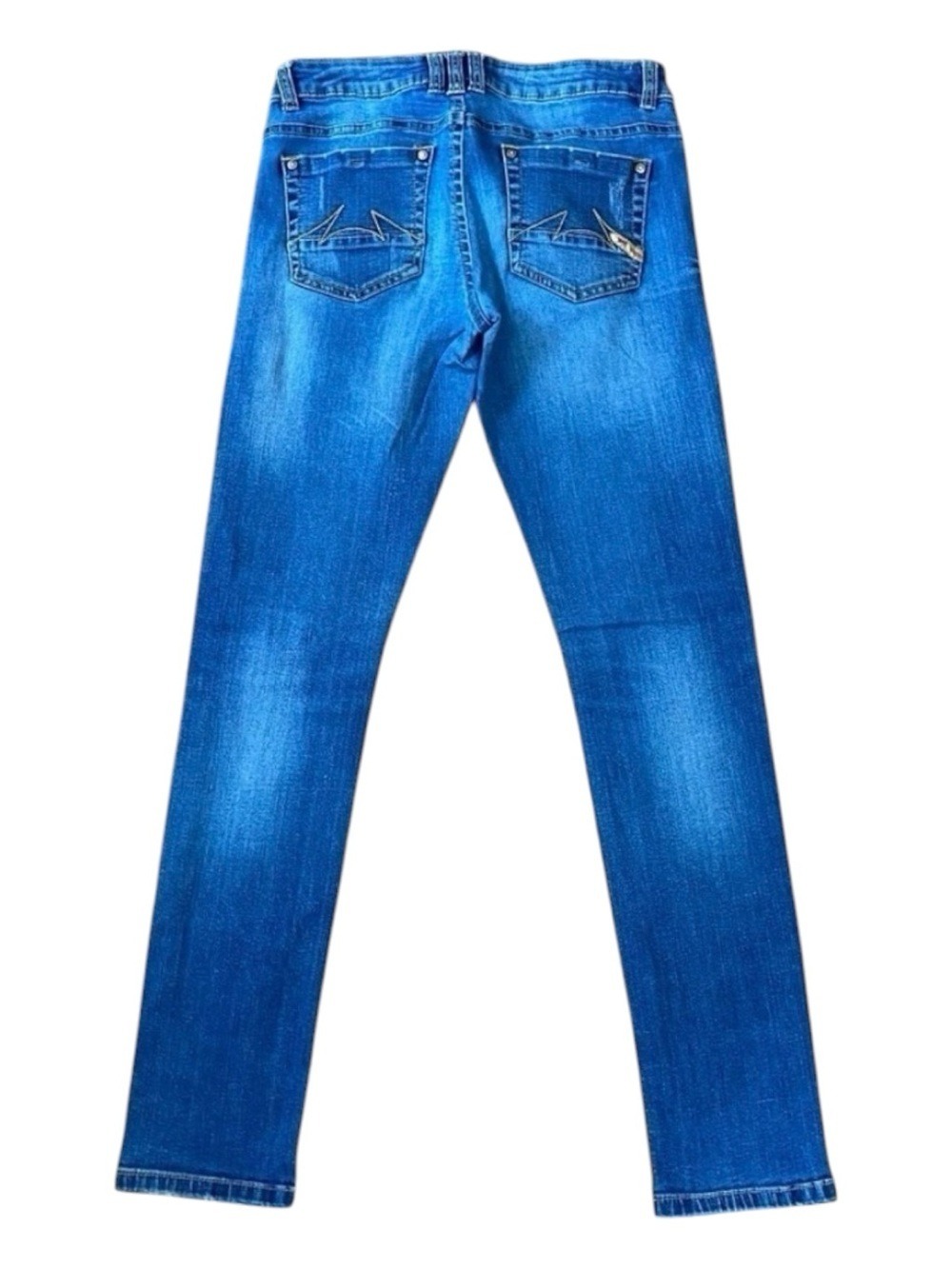 Parasuco jeans low rise lightly distressed straight skinny leg stretchy denim 28